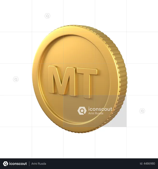 Metical Gold Coin  3D Icon