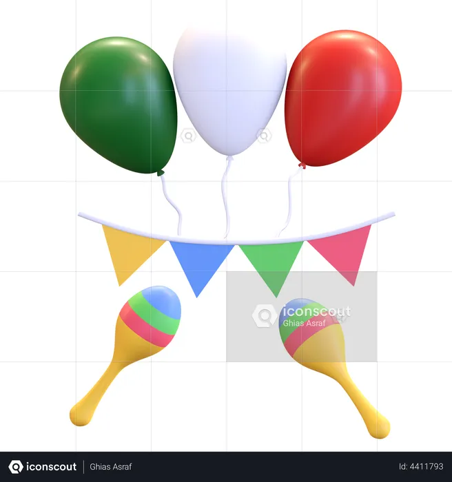 Mexican balloon party  3D Illustration