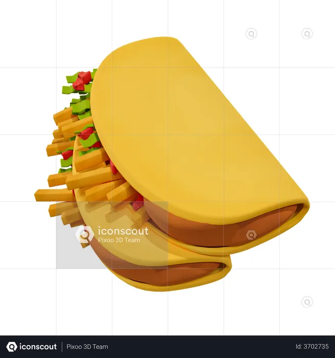 Taco mexicano  3D Illustration