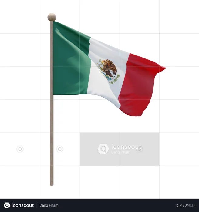 Mexico Flag Pole  3D Flag