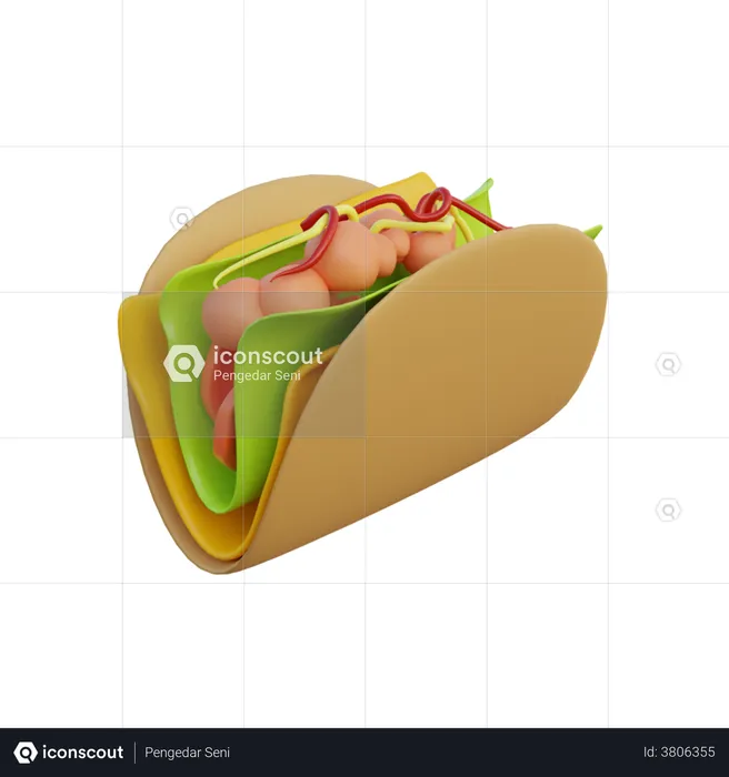 Mexikanischer Taco  3D Illustration