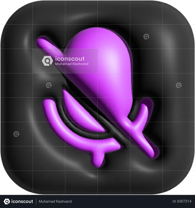 Mic Off  3D Icon