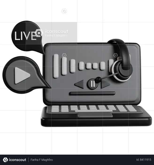 Microfone para podcast ao vivo  3D Icon