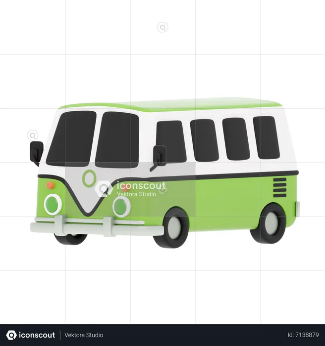 Microônibus verde  3D Icon