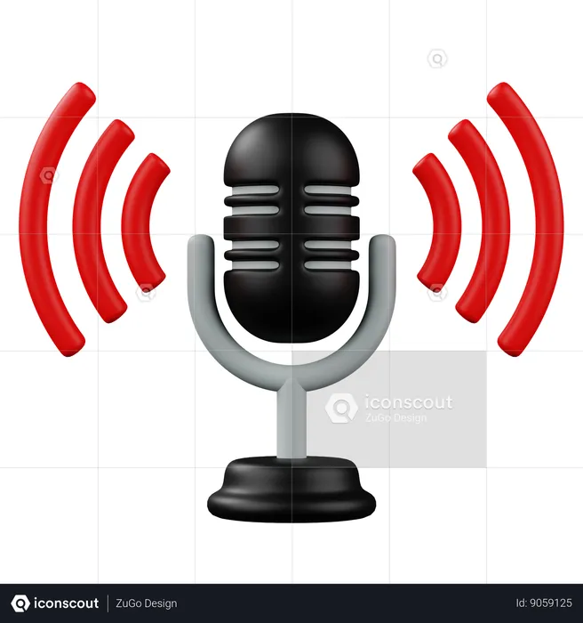 Microphone Wave Noise  3D Icon
