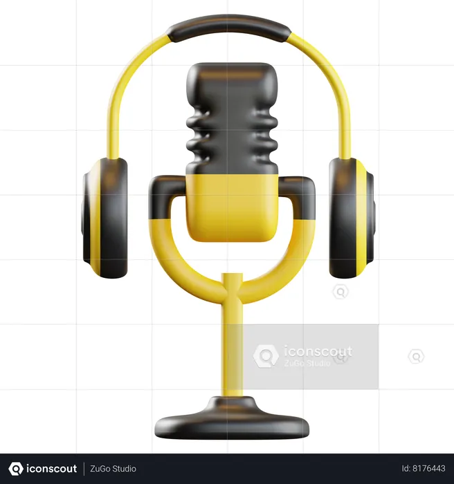 Microphone With Earphone  3D Icon
