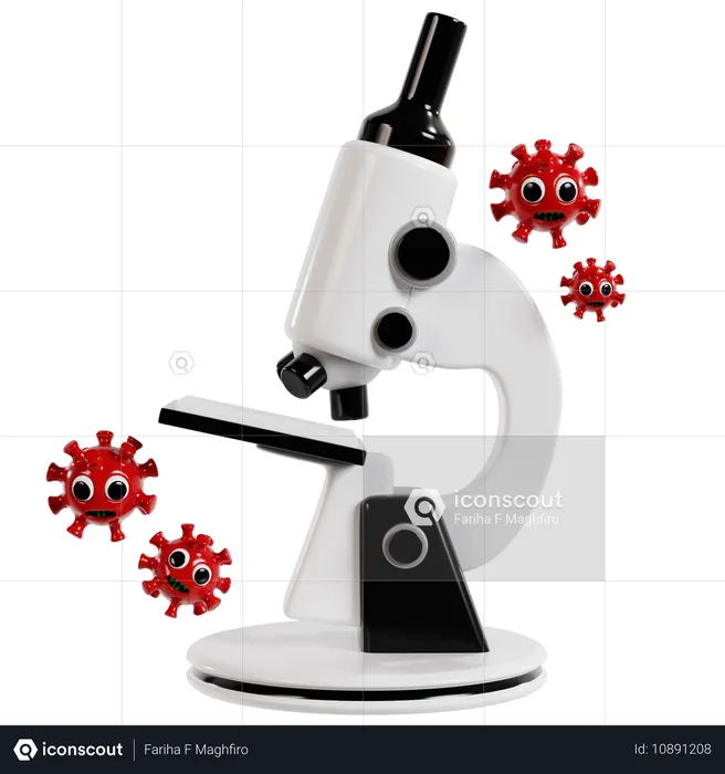 Microscope and Virus Illustration  3D Icon