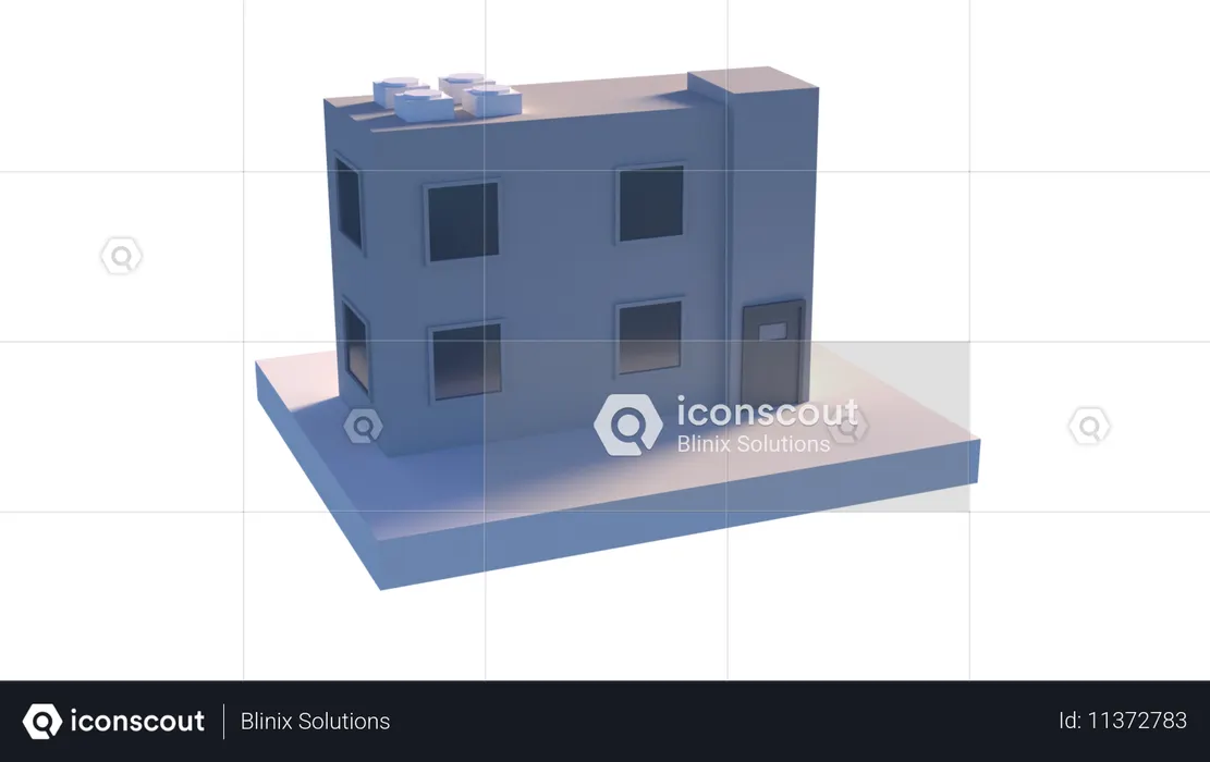 中間アパート  3D Icon