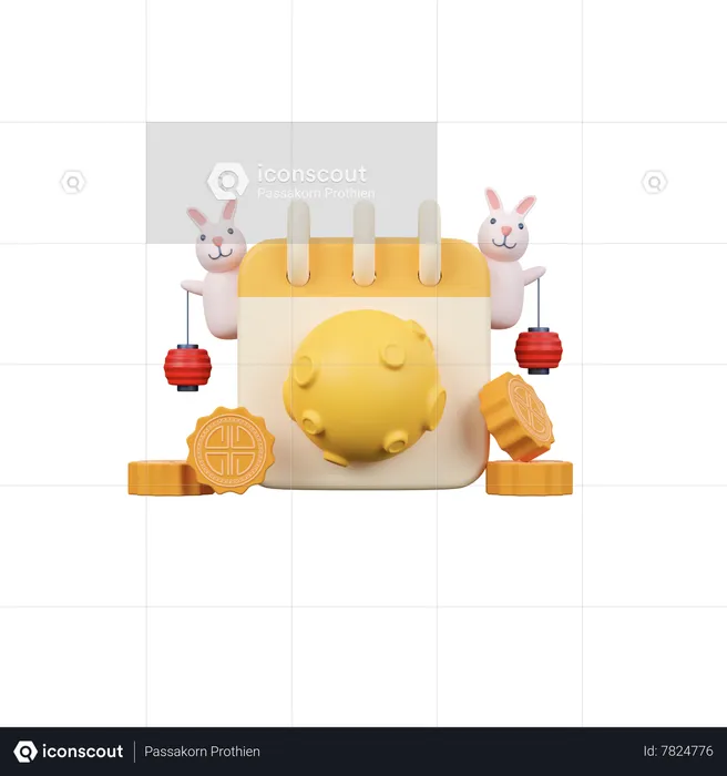 Mid Autumn Festival Calendar  3D Icon