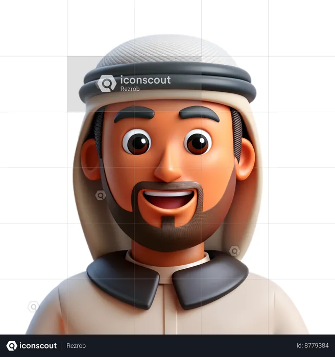 Middle Eastern Arab Man Avatar  3D Icon