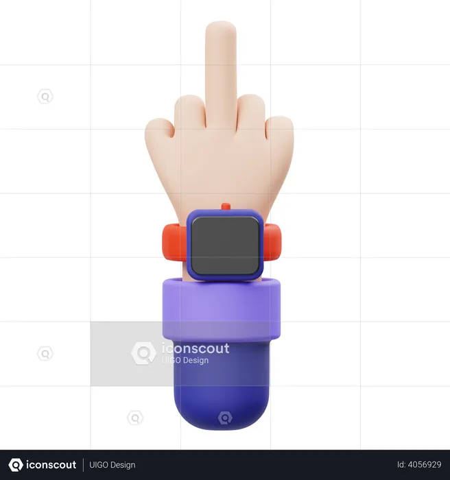 Middle Finger Hand Gesture  3D Illustration