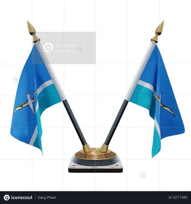 Midway Islands Double (V) Desk Flag Stand Flag 3D Icon