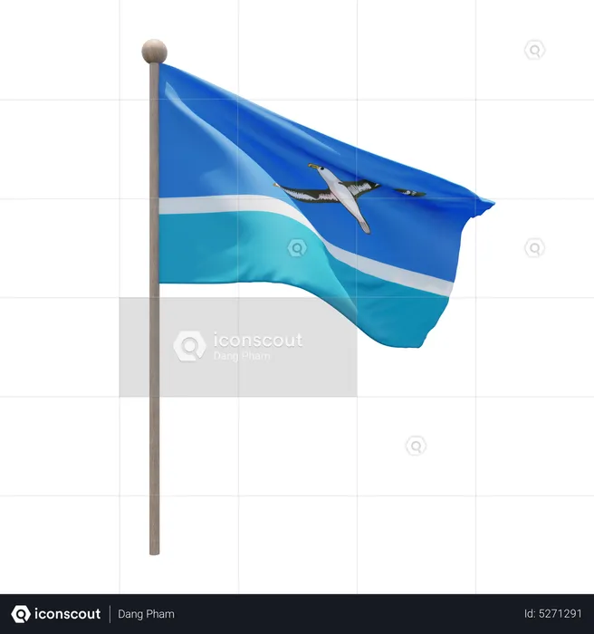 Midway Islands Flagpole Flag 3D Icon