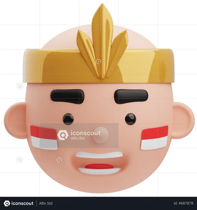 Joli avatar indonésien chauve  3D Illustration