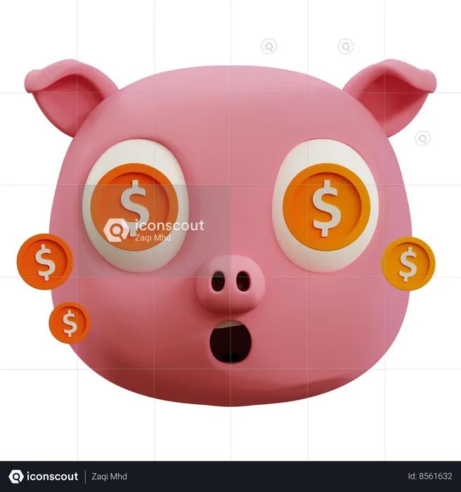 Emoji mignon en forme de cochon et de dollar Emoji 3D Icon