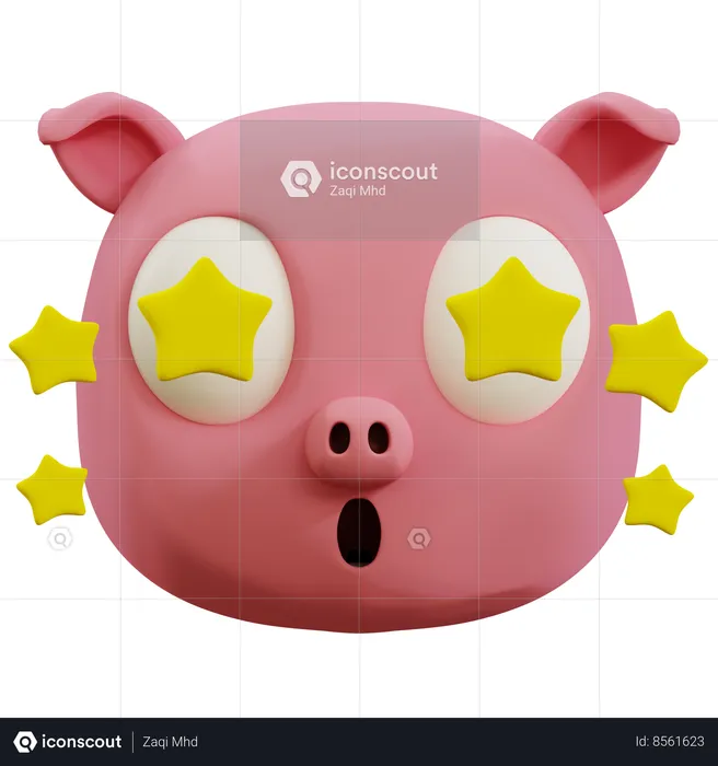 Emoji mignon en forme d'étoile de cochon Emoji 3D Icon