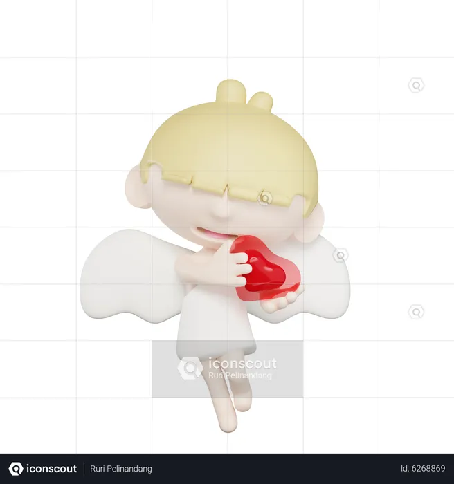 Mignon, cupidon, étreindre, amour  3D Illustration