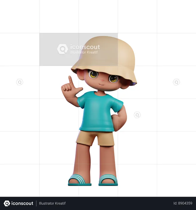 Garçon mignon donnant une pose debout  3D Illustration