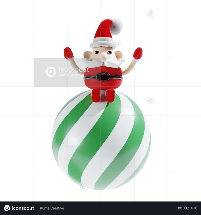 Joli père Noël avec ballon  3D Illustration