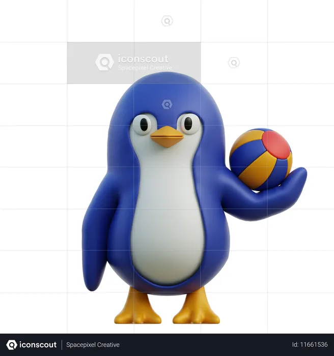 Joli pingouin tenant le ballon  3D Icon