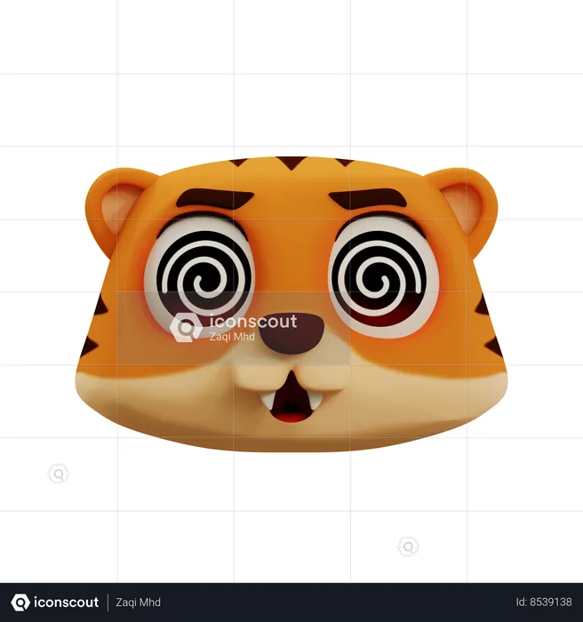 Le tigre mignon a le vertige emoji Emoji 3D Icon