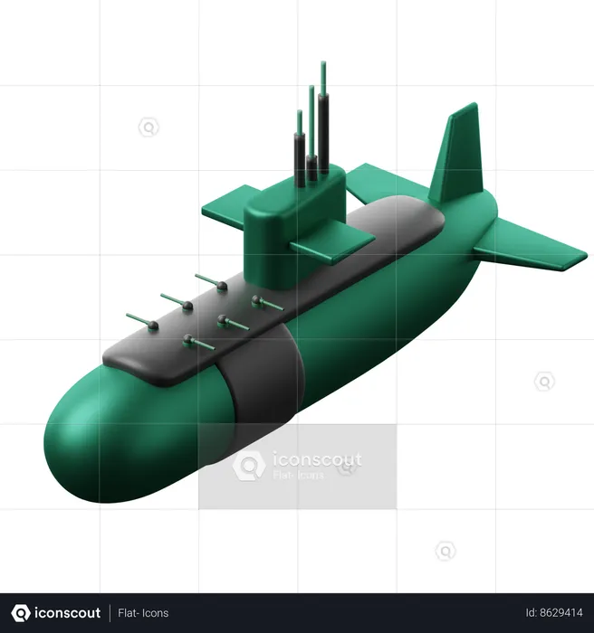 Military Submarine  3D Icon