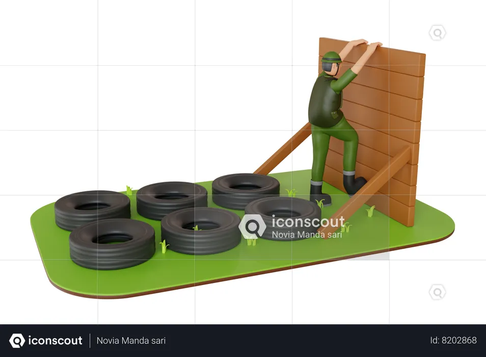 Military Training In The Camp  3D Illustration