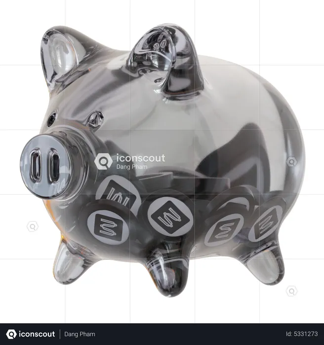 Mina (MINA) Clear Glass Piggy Bank  3D Icon
