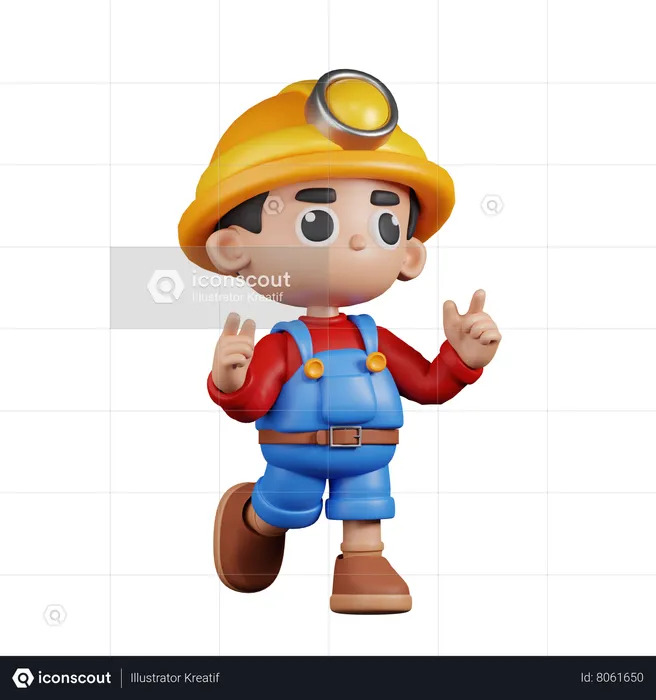 Miner Feeling Happy  3D Illustration