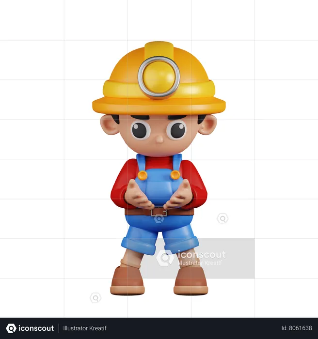 Miner Holding Something  3D Illustration