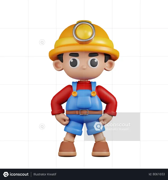 Miner In Hero Stance  3D Illustration