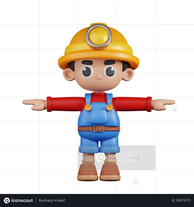 Miner In T Pose  3D Illustration