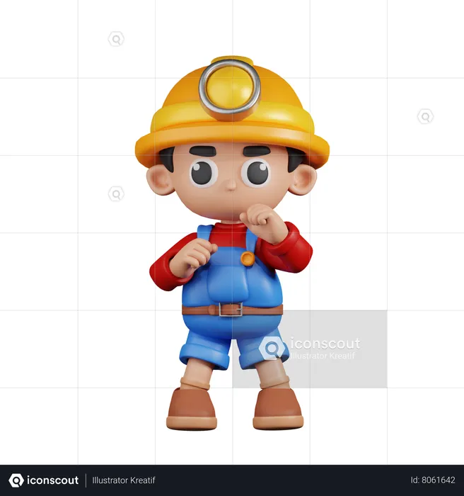 Miner Ready To Fight  3D Illustration