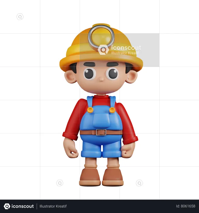Miner Standing  3D Illustration