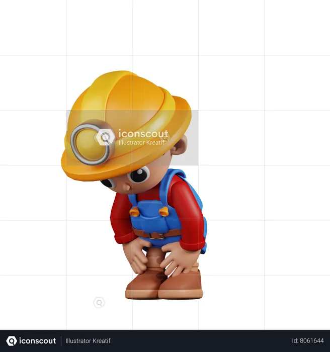 Miner Taking A Break  3D Illustration