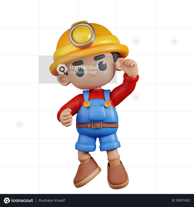 Miner With Congrats  3D Illustration