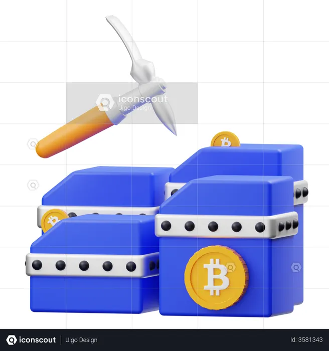 Mineração de bitcoin  3D Illustration