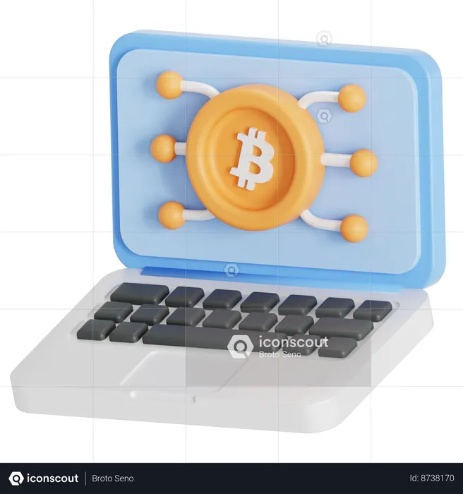 Mineração de Bitcoin no laptop  3D Icon