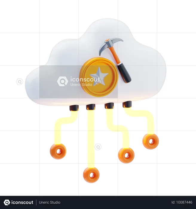 Mineração em nuvem  3D Icon