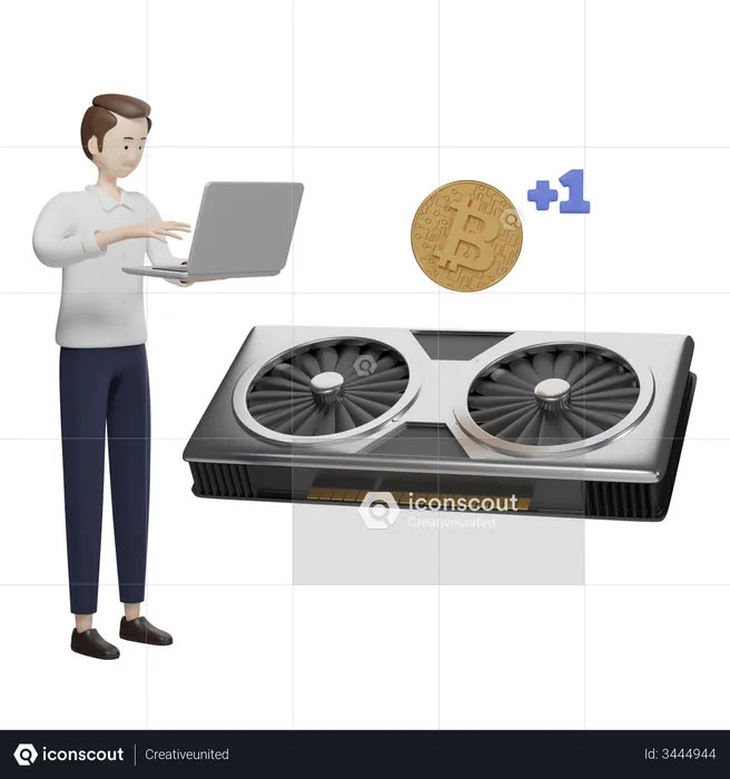 Minero de bitcoins  3D Illustration