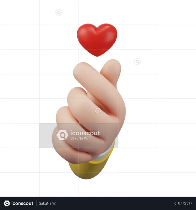 Mini heart hand Gesture  3D Icon