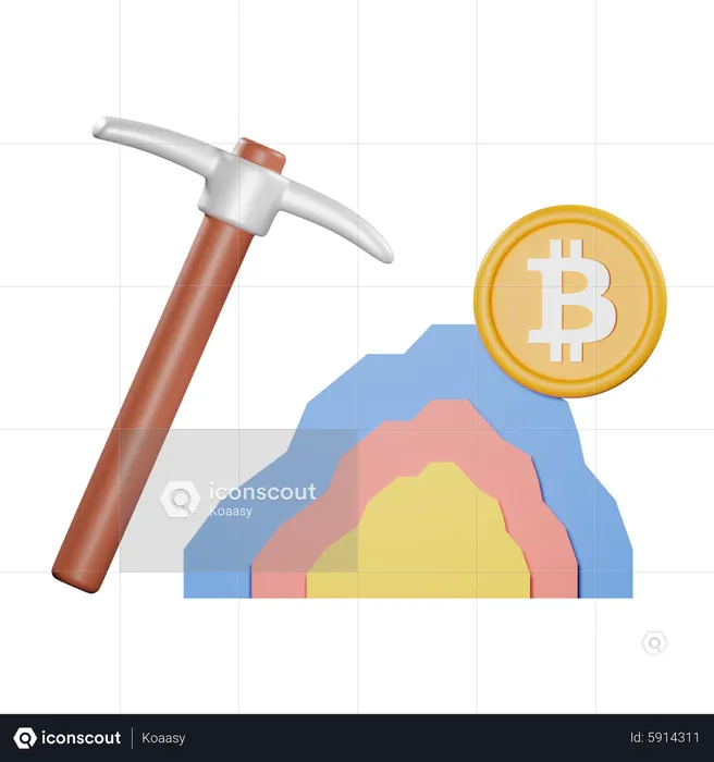 Mining Bitcoin  3D Icon