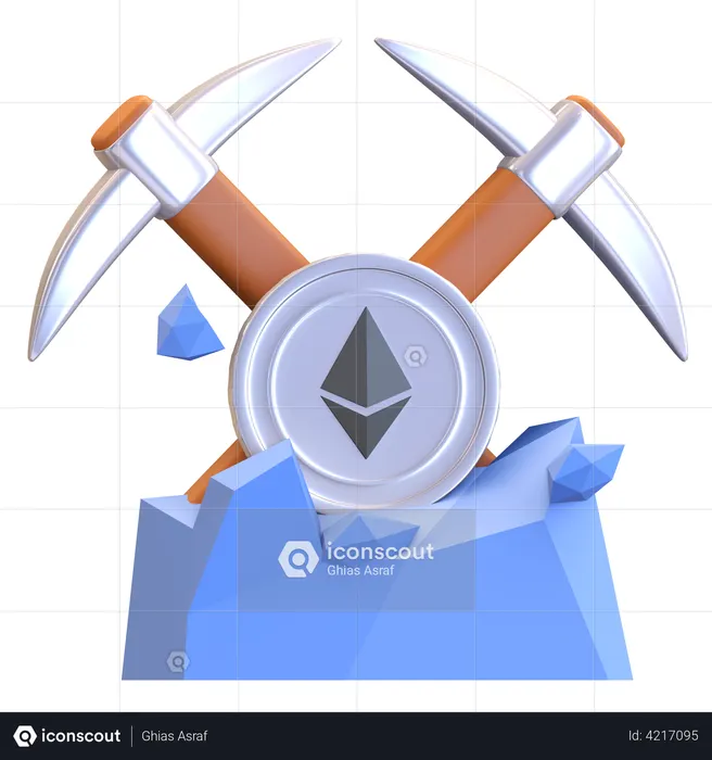 Mining Ethereum Crypto  3D Illustration