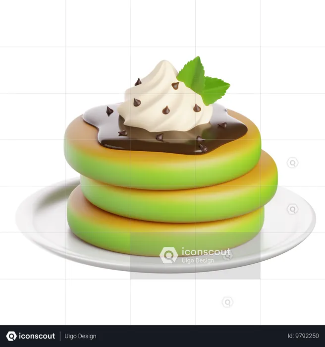 Mint Chocolate Chip Pancakes  3D Icon