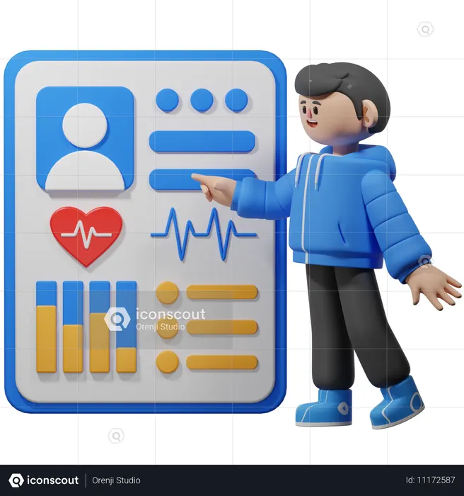 Mirando el historial de tratamiento médico  3D Icon