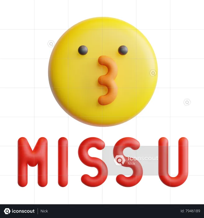 Miss You Emoji 3D Sticker