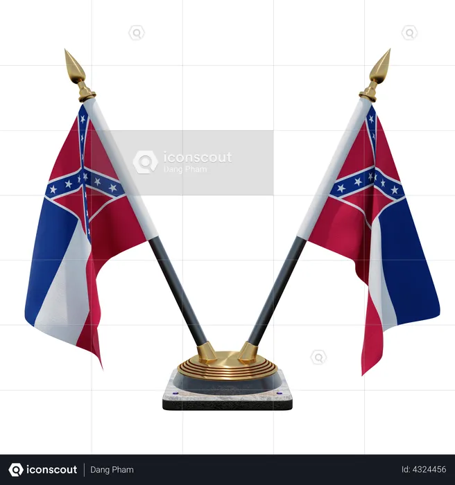 Mississippi Double Desk Flag Stand Flag 3D Flag