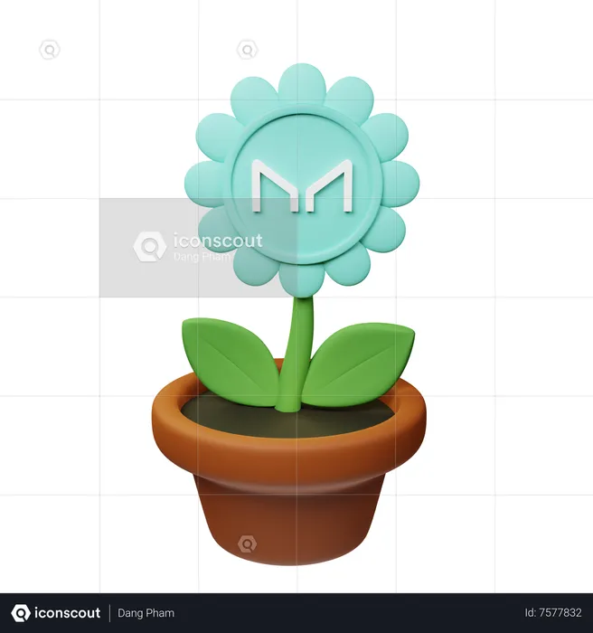 Mkr Crypto Plant Pot  3D Icon