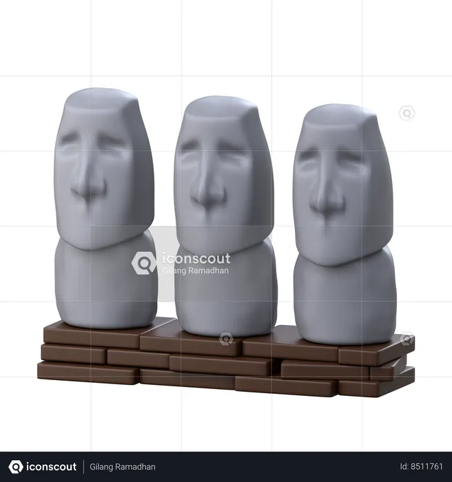 Moai on Easter  3D Icon