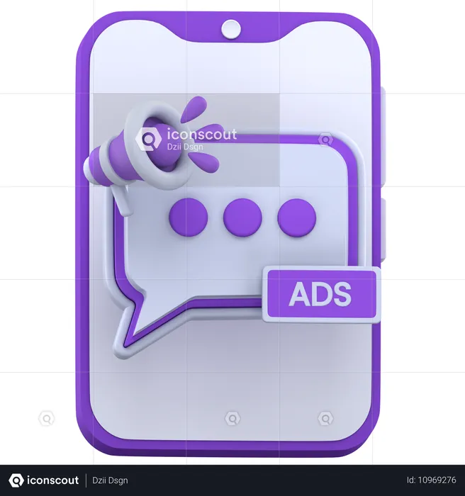 Mobile Ads Chat  3D Icon